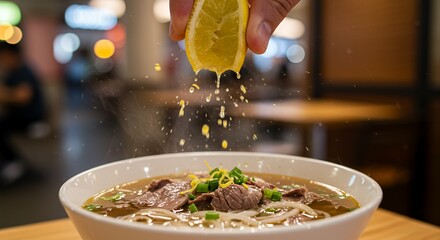 Fresh Lemon Juice Brightens a Bowl of Aromatic Beef Pho