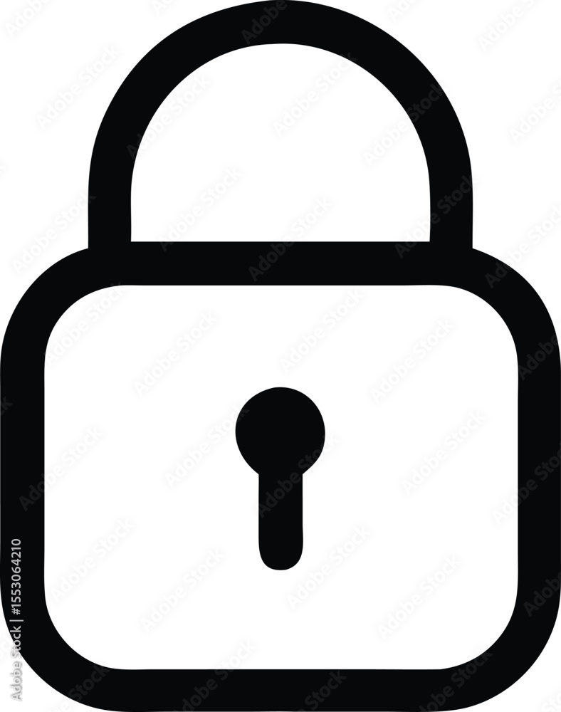 Poster simple outline lock icon for security and access concepts