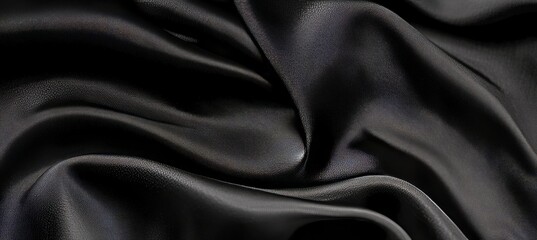 Fototapeta premium Luxury Black Fabric with Elegant Shiny Texture and Wavy Motion for Glamorous Background Design
