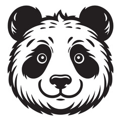 panda head black silhouette vector, Simple silhouette Design vector icon with white background. Wild Animal vector illustration