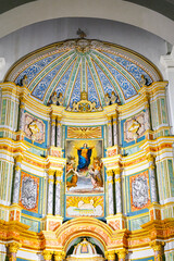 Colonial architectural features of the altar inside of The Metropolitan Archcathedral Basilica of Santa Maria la Antigua, Panama City, Panama