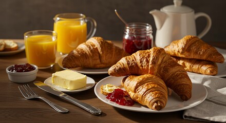 Golden Croissants and Sunshine: A Delightful Breakfast Scene