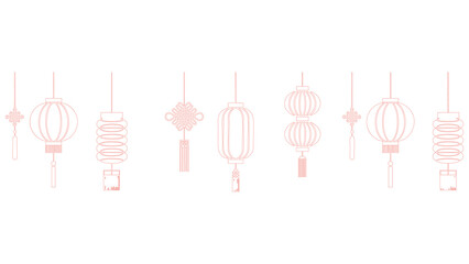 Thin Line Chinese Lanterns Minimal Outline Vector