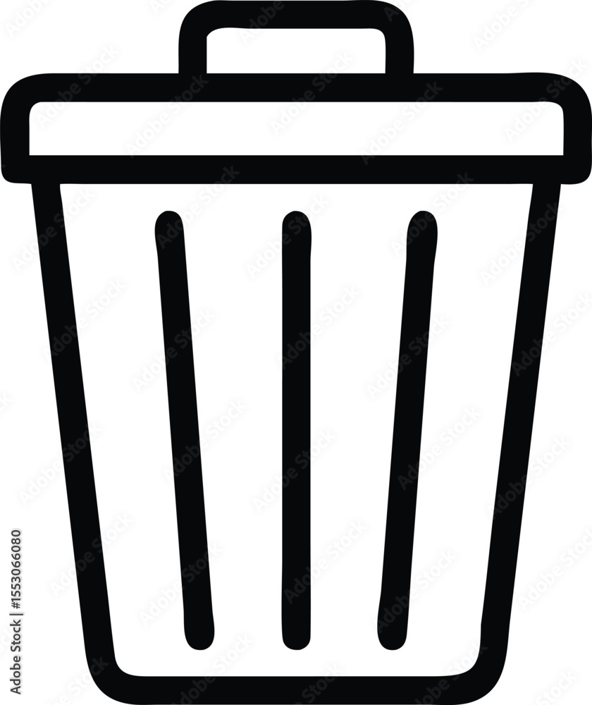 Poster clean outline vector icon representing a trash can for digital design and web use