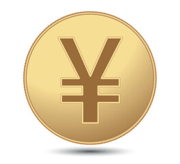 Gold coin with Chinese Yuan sign.