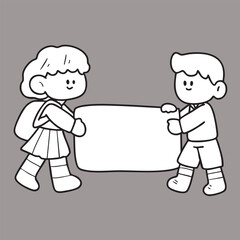 Cute cartoon, children, school age, illustration, hand drawn
