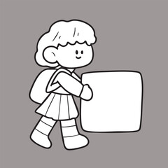 Cute cartoon, children, school age, illustration, hand drawn

