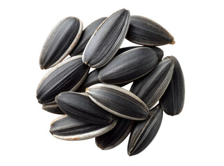 Obraz premium A pile of organic roasted sunflower seeds isolated on black background, Isolated On Transparent Background