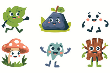 Obraz premium A set of funny cartoon monster characters with baby animal faces, vector illustration for kids