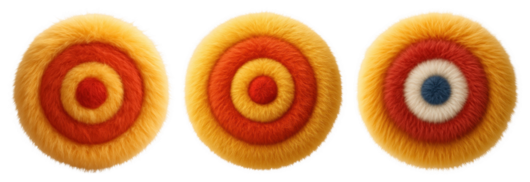PNG Colorful fuzzy circular targets, element set on transparent background