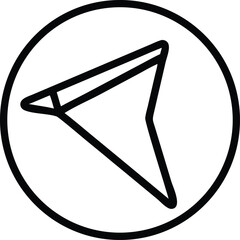 Geometric outline triangle icon with directional arrow pointing right