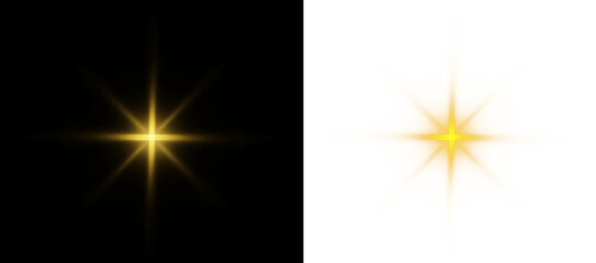 Magic beam PNG glows with explosion sparkle in fantasy galaxy. Star flash adds shine to isolated night background, and PNG transparent light highlights magical universe with yellow star spark.

