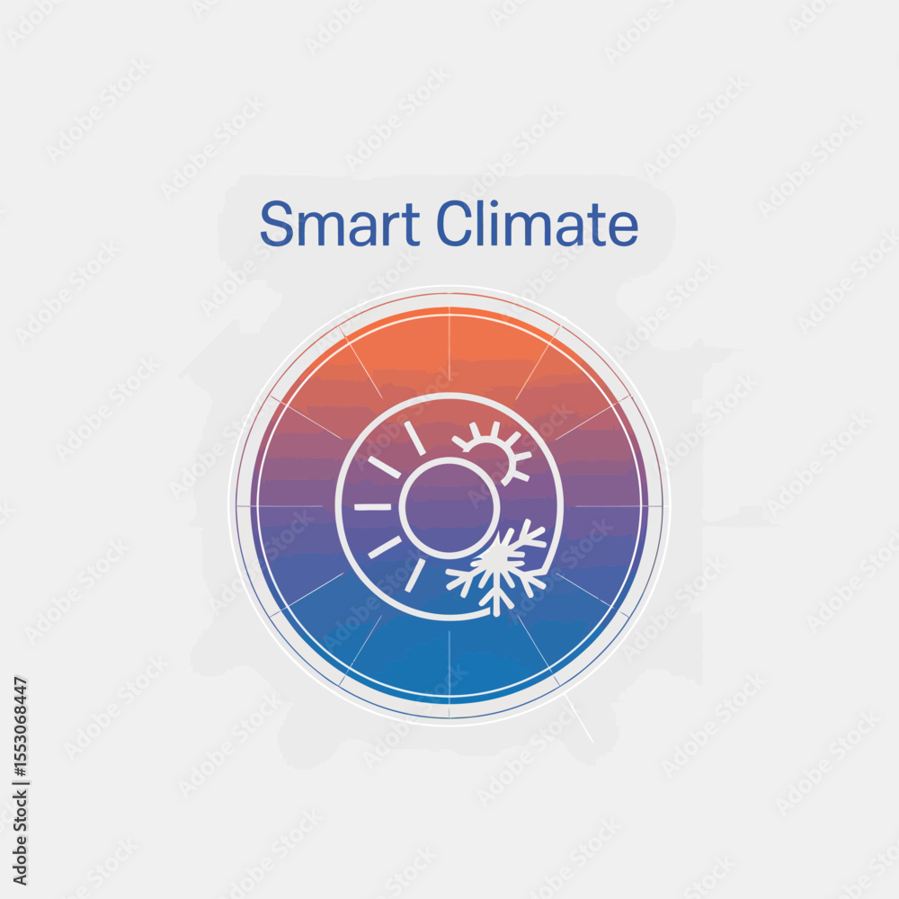 Aufkleber smart climate control system icon gradient blue orange sun snowflake circle design technology interf