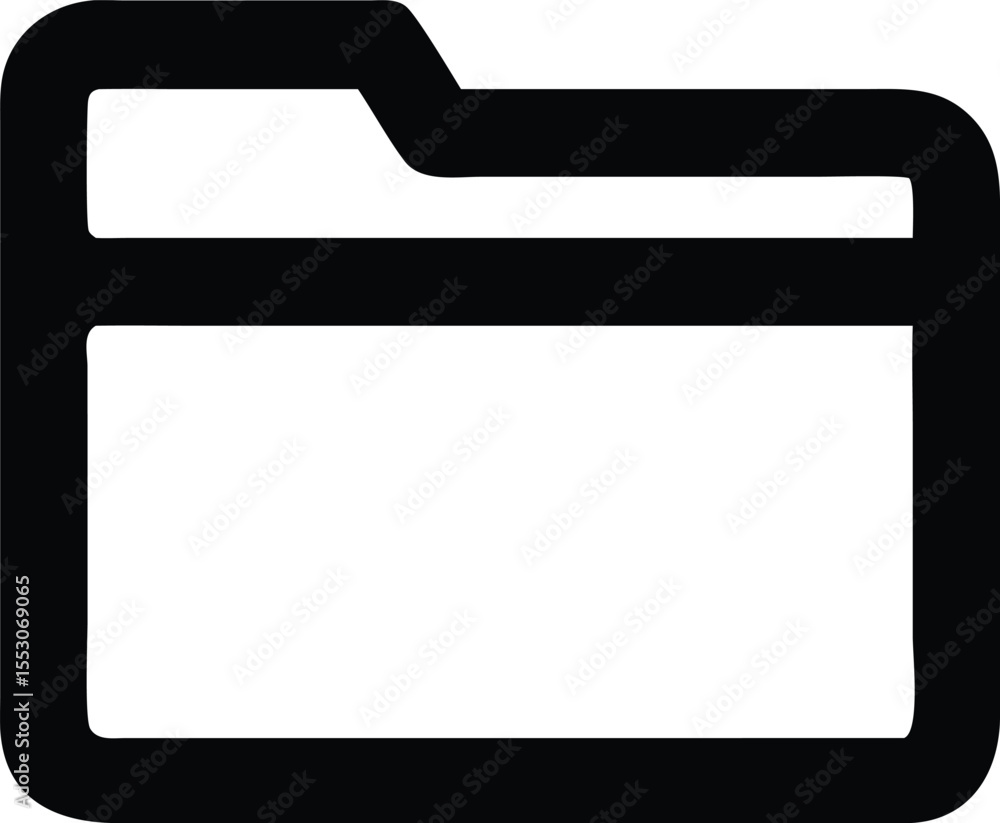 Poster minimalist rectangular folder tab icon with clean black design