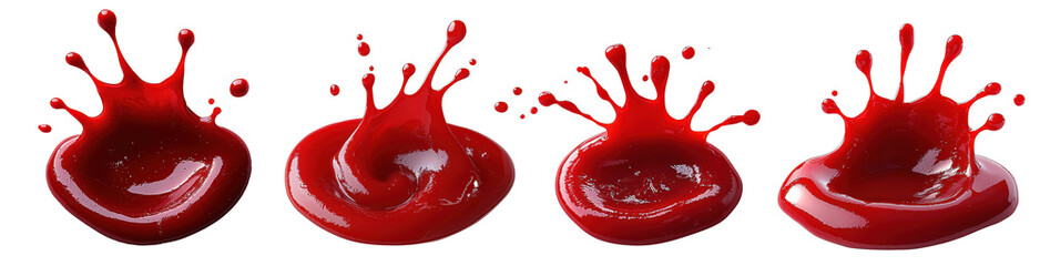 red liquid splash set on white background