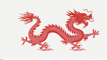 Red loong, the Year of the Loong Spring Festival Festival festive art paper-cut