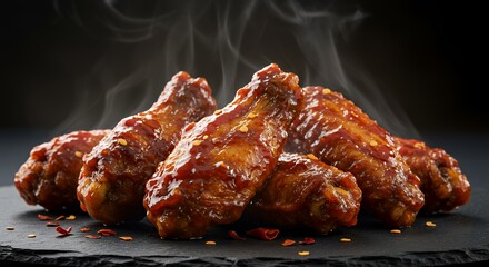 Steaming Hot, Honey-Glazed Chicken Wings Ready to Devour