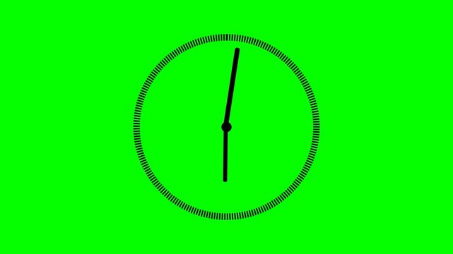 Animation of a clock with rotating time pointers. Watch shows the running time. Counting 24 Hours. Clock with moving arrows. Motion graphics, 4k video