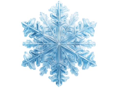 Intricate blue snowflake isolated on black background winter holiday design, Isolated On Transparent Background