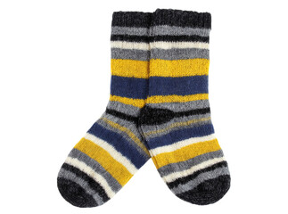 Warm striped wool socks cozy winter fashion accessory, Isolated On Transparent Background