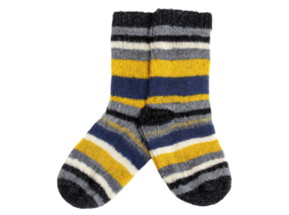 Warm striped wool socks cozy winter fashion accessory, Isolated On Transparent Background