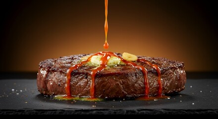 Sizzling Steak Drizzled with Rich Sauce, a Culinary Masterpiece
