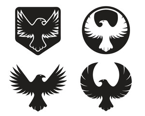 Obraz premium A set of vector wings with feathers forms an angel and eagle wing design, a symbol of love perfect for a tattoo illustration