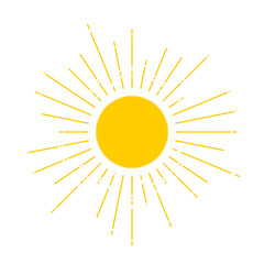 Sun symbol. Simple sunrays illustration. Sunny weather symbol sunburst. Isolated transparent PNG graphic.