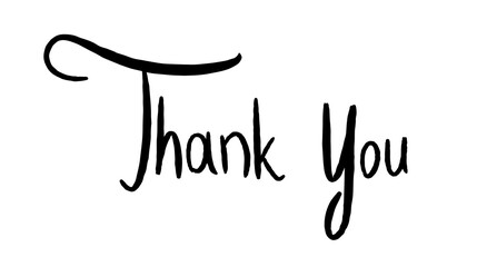 Hand written thank you sign. Doodle thank you handwriting. Isolated transparent PNG.