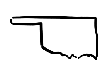Gordijnen Oklahoma simple logo. State map outline - smooth simplified US state shape map. Isolated transparent PNG graphics. © Tupungato