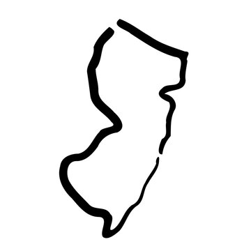 New Jersey simple logo. State map outline - smooth simplified US state shape map. Isolated transparent PNG graphic.