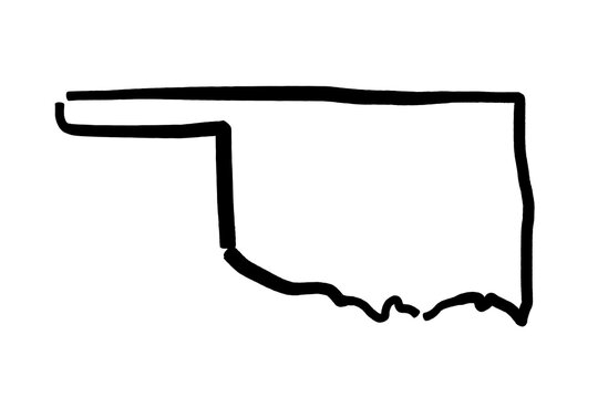 Oklahoma simple logo. State map outline - smooth simplified US state shape map. Isolated transparent PNG graphics.
