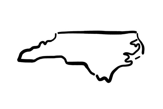 North Carolina simple logo. State map outline - smooth simplified US state shape map. Isolated transparent PNG graphic.