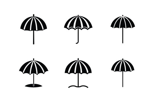 beach umbrella icon silhouette vector illustration