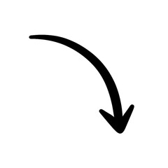 White Curved Arrow with Transparent Background, Minimalist Design Element