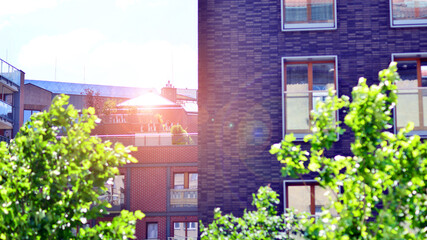New modern block of flats in green area. complex. New modern block of flats in green area. European...
