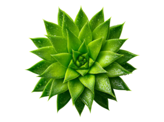 Lush green succulent plant with dew drops isolated on black background, Isolated On Transparent Background