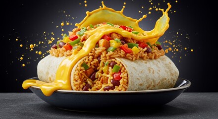 Burrito Bliss: Cheesy Chicken Burrito Exploding with Flavor