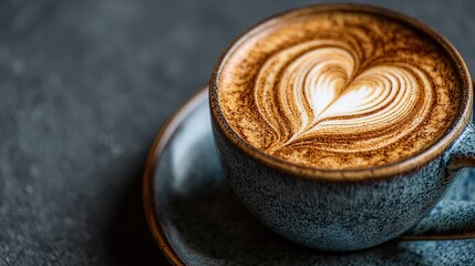 Heart-shaped latte art in a ceramic cup, radiating warmth and craftsmanship
﻿