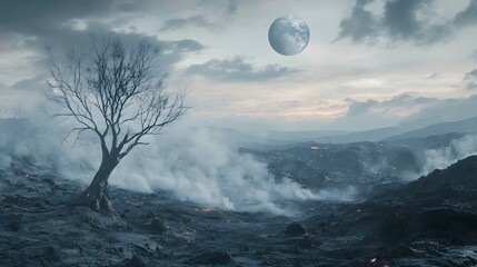 Mystical Surface of Charred Alien Planet Fantasy