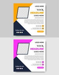 Modern Corporate Social Media Post Template Design for Business Promotion and Digital Marketing in Square Layout with Editable Text and Photo Placeholder