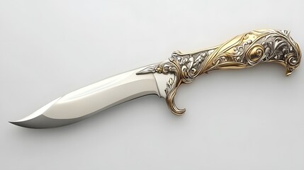 Fantasy Style Dagger Isolated on White Background for Design Projects