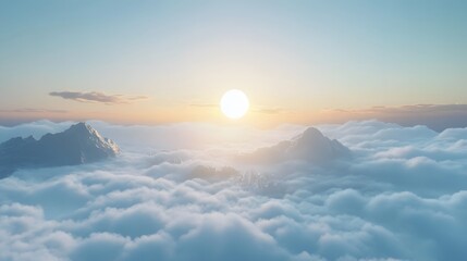 Futuristic Tech City Above Clouds - AI Generated