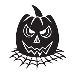 Pumpkin black silhouette vector, Simple silhouette Design vector icon with white background