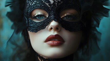 Enigmatic Fantasy Woman Wearing Mask Artistic Portrait Concept