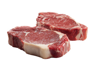 Fototapeta premium Two raw ribeye steaks ready for grilling delicious meat, Isolated On Transparent Background