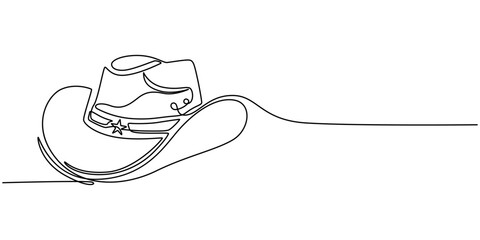 cowboy hat continuous one line drawing, Boater Hat Continuous Line Icon, Woven straw hat continuous one line drawing, Sun Hat Single Line Icon, Straw hat isolated on white background, Easter hat icon
