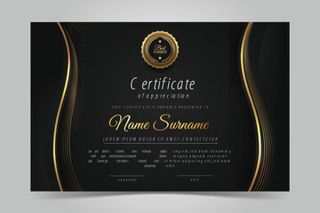Black gold certificate template