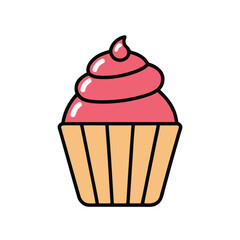 cupcake vector illustration, Cupcake Flat Design Dessert Icon
