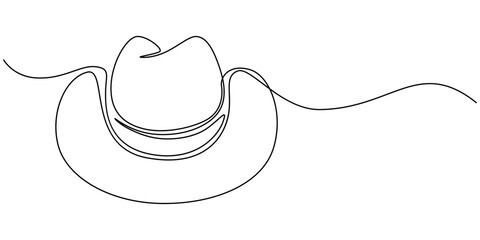 cowboy hat continuous one line drawing, Boater Hat Continuous Line Icon, Woven straw hat continuous one line drawing, Sun Hat Single Line Icon, Straw hat isolated on white background, Easter hat icon
